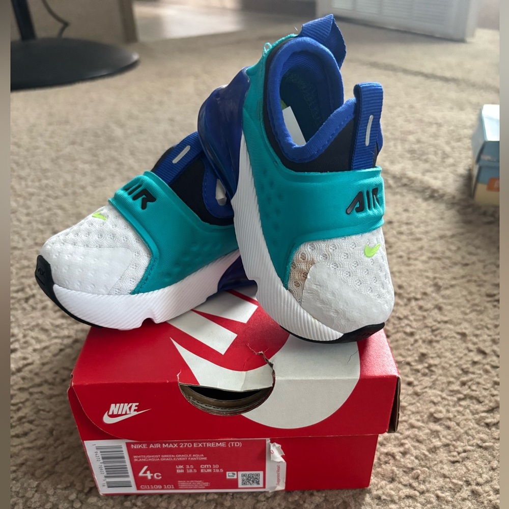 Nike Air Max 270 Extreme Kids Shoes - White, Blue, Green